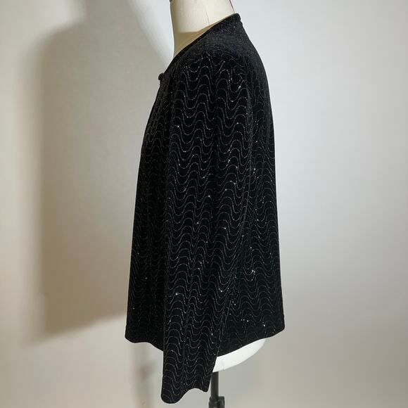 Vintage N Touch Black Velvet Metallic Sparkle Cardigan Top Womens Petite Size PS - Picture 4 of 9